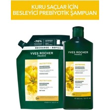 Yves Rocher Besleyici Prebiyotik Şampuan Seti 300 ml + 600 ml Refill Kuru Saç Vegan Tuzsuz Bakım