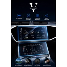 Velvoria Audi A7 Navigasyon ve Alt Kontrol Paneli Nano Glass Ekran Koruyucu 2019-2023