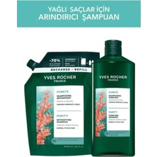Yves Rocher 300 ml + 600 ml Yedek Arındırıcı Şampuan Seti Yağlı Saç Vegan Tuzsuz Detoks Bakım
