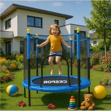 Esranın Dünyası Fileli  Boy Trambolin, 140 cm Çap, Korumalı, Kolay Kurulum, Mavi