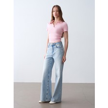 Dilvin 32614 Polo Yaka Top-Toz Pembe