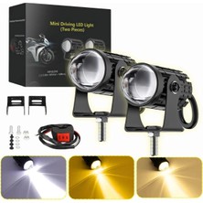 Astraled Motosiklet Scooter Mini Sis Farı Set Düğme / Anahtar Hediyeli Beyaz Sarı Mini Kasa 12V LED Işık