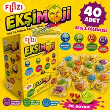 Emrah Gültekin Ekşimoji Sakız 40 Adet Ekşi Toz Dolgulu Emoji Şekilli Dil Boyayan Balonlu Sakız