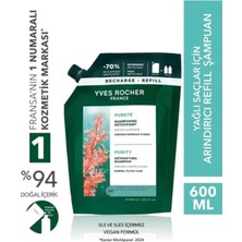 Yves Rocher Yağlı Saç Vegan Tuzsuz Sls Sles Içermez Püre Arındırıcı Yedek Şampuan 600 ml