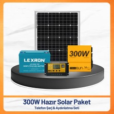 300W Hazır Solar Paket Telefon Şarj & Aydınlatma Seti | 55W Monokristal Panel + Tam Sinüs Inverter Off-Grid Güneş Enerji Sistemi