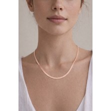 Owentis Çelik Rose Gold Ezme Italyan Zincir Kolye 50 cm -Kararma Yapmaz-