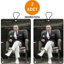 2'li Set Gazi Mustafa Kemal Atatürk Tasarımlı Dekoratif Askılı Oto Kokusu ve Araç Kokusu
