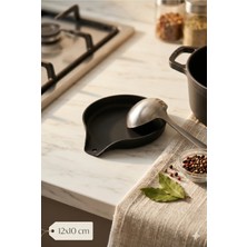 Homerest Siyah Kepçe Altlığı 12X10 cm Mutfak Tezgah Üstü Kaşıklık Modern Tasarım Isıya Dayanıklı Şık Düzenley