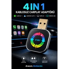 Wair Teknoloji 4 In 1 Kablosuz Carplay Android Auto Airplay Mirror Link Adaptörü USB Tak Çalıştır Ios Android Uyumlu