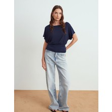 Dilvin 32574 Sırt Dekolteli Büzgülü Top-K.lacivert