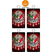 4'lü Set Özel Tasarımlı Osmanlı Tuğrası Motifli Dekoratif Askılı Oto Kokusu ve Araç Kokusu