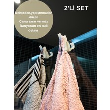 Aducat Studio Kedi Şeklinde Havlu Askısı 2’li Set | Delmeden Duşa Kabin Organizer