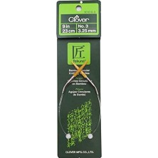 Clover Takumi Bambu Yuvarlak Örgü Iğneleri 9"-Boyut 3/3,25MM