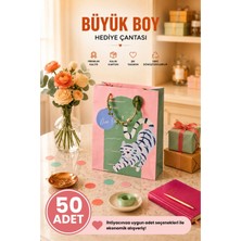 DAKS 50 Adet (32 x 26 x 14 Cm) - Pastel Kaplan Desenli Büyük Boy Karton Hediye Çantası