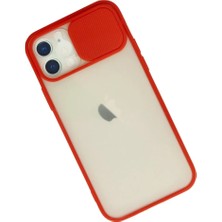 Hsc Bilişim Iphone 12 Kılıf Palm Buzlu Kamera Sürgülü Silikon - Kırmızı