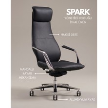 Reinart Mobilya Reinart Spark Siyah Hakiki Deri Ofis Koltuğu | Yönetici Koltuğu -Ithal Ürün