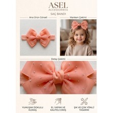 Asel Aksesuar Parlak Taşlı Tül ve Grogren Fiyonklu Esnek Bebek / Kız Çocuk Saç Bandı - 6 Farklı Seçenek