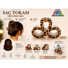 Asel Aksesuar Leopar Desenli Modern Sarmal Model Büyük Boy Mandal Toka