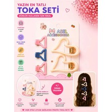 Asel Aksesuar 5'li Set Içi Boş Kalp Tasarımlı Çocuk Saç Tokası Seti - Klipsli ve Kıskaç Toka (Farklı Renk Seçenekli)