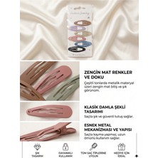 Asel Aksesuar 6'lı Set Klasik Damla Çıt Çıt Esnek Metal Mat Saç Tokası - 3 Farklı Seçenek