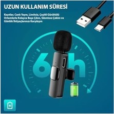 K9T2 Type-C Bağlantılı, 360° Ses Yakalama, Gürültü Azaltma Özellikli;, iPad ve iphone 15 ve 16/plus/pro/promax ve 17/pro/promax Uyumlu Kablosuz Çiftli Yaka Mikrofonu