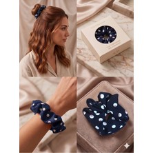 Asel Aksesuar Ipeksi Dokulu Puantiye Desenli Kumaş Scrunchie Lastik Toka Farklı Renk Seçenekli
