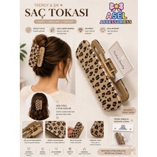 Asel Aksesuar Büyük Boy Trendy Leopar ve Hayvan Desenli Akrilik Mandal Saç Tokası - Farklı Renk Seçenekli
