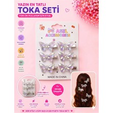 Asel Aksesuar 6'lı Set Kristal Kesim Yanardöner Kelebek Figürlü Metal Pens Saç Tokası - 3 Farklı Seçenek