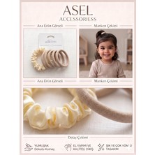 Asel Aksesuar 5'li Set Parlak Taş Detaylı Saten Scrunchie ve Yumuşak Kumaş Kadın Lastik Saç Tokası - 4 Farklı Seçenek