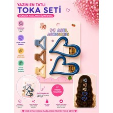 Asel Aksesuar 5'li Set Içi Boş Kalp Tasarımlı Çocuk Saç Tokası Seti - Klipsli ve Kıskaç Toka (Farklı Renk Seçenekli)