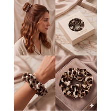 Asel Aksesuar Ipeksi Dokulu Leopar Desenli Kumaş Scrunchie Lastik Toka Farklı Renk Seçenekli