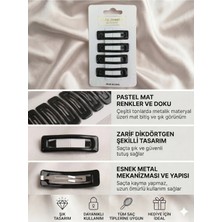 Asel Aksesuar 4'lü Set Mat Siyah Dikdörtgen Esnek Metal Çıt Çıt Saç Tokası