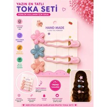Asel Aksesuar 5'li Set Dalgalı Pens Toka ve Çiçek Figürlü Kıskaç Çocuk Saç Tokası Seti (Farklı Renk Seçenekli)