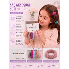Asel Aksesuar 6'lı Set Çok Renkli Petek Dokulu Kalın Kumaş Kız Çocuk Lastik Toka Saç Aksesuarı