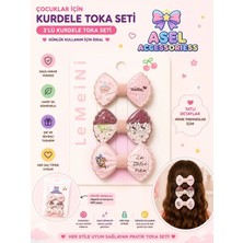 Asel Aksesuar 3'lü Set Sevimli Ayıcık Figürlü Desenli Kurdele Çocuk Saç Tokası Seti - Farklı Model Seçenekli