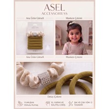 Asel Aksesuar 5'li Set Parlak Taş Detaylı Saten Scrunchie ve Yumuşak Kumaş Kadın Lastik Saç Tokası - 4 Farklı Seçenek