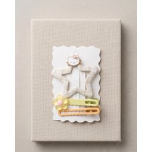 Asel Aksesuar 3'lü ve 2'li Set Pastel Pötikare Desenli Yıldız ve Çiçek Figürlü Kız Çocuk Pens Toka