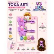 Asel Aksesuar 6'lı Set Fiyonk Figürlü Pens Toka ve Çiçek Kıskaç Çocuk Saç Tokası Seti - Farklı Renk Seçenekli