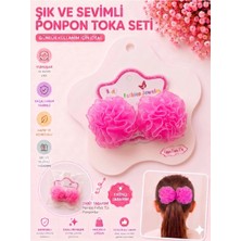 Asel Aksesuar 2'li Set Şık ve Sevimli Simli Tül Ponpon Lastik Saç Tokası - 3 Farklı Seçenek