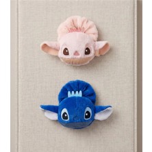 Asel Aksesuar 2'li Set Mavi ve Pembe Pelüş Sevimli Karakter Figürlü Scrunchie Lastik Toka