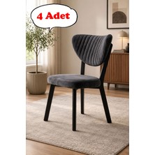 Teknor 4 Adet Elma Sandalye Modern Kadife Kapitone Sırtlı Mutfak Yemek Odası Balkon Kafe Sandalyesi 85 cm