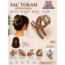 Asel Aksesuar Kristal Taşlı Helen Model Lüks Seri Büyük Boy Mandal Toka