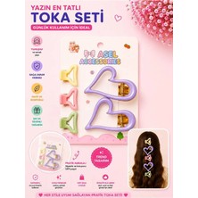 Asel Aksesuar 5'li Set Içi Boş Kalp Tasarımlı Çocuk Saç Tokası Seti - Klipsli ve Kıskaç Toka (Farklı Renk Seçenekli)