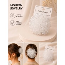 Asel Aksesuar Şık Tasarım Fırfırlı Organze Tül Scrunchie Lastik Toka Kadın Saç Aksesuarı