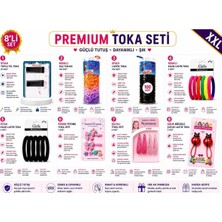 Asel Aksesuar 8'li Set Çok Renkli Premium Xxl Kız Çocuk Karma Saç Tokası Seti Çiçekli Fiyonk ve Uğur Böceği Figürlü