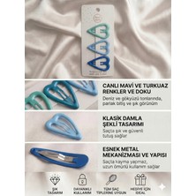 Asel Aksesuar 3'lü Set Kalp Figürlü Esnek Metal Damla Çıt Çıt Saç Tokası - 3 Farklı Renk Seçeneği