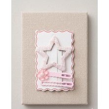 Asel Aksesuar 3'lü ve 2'li Set Pastel Pötikare Desenli Yıldız ve Çiçek Figürlü Kız Çocuk Pens Toka