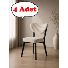 Teknor 4 Adet Elma Sandalye Modern Kadife Kapitone Sırtlı Mutfak Yemek Odası Balkon Kafe Sandalyesi 85 cm
