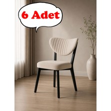 Teknor 6 Adet Elma Sandalye Modern Kadife Kapitone Sırtlı Mutfak Yemek Odası Balkon Kafe Sandalyesi 85 cm