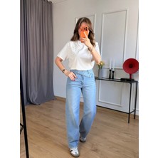 Size Özgü Buz Mavisi Tint Bel Detay Jean
